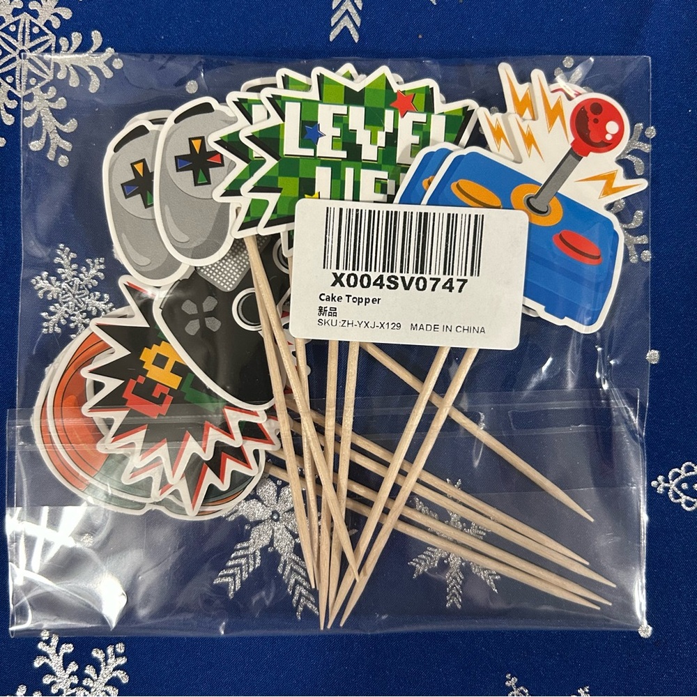 Gaming Party Cake Toppers - Red, Green, Blue, Gray